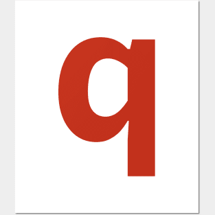 Letter q in Red Text Minimal Typography Posters and Art